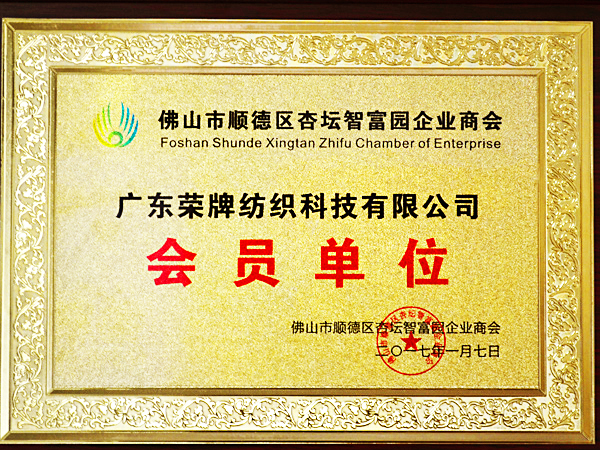 星空xingkong官方获2017年顺德政府颁发“佛山市顺德区杏坛智富园企业商会”
